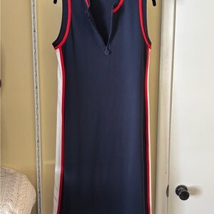 Tory Burch Sport Navy Sleeveless Dress with Red and White Trim